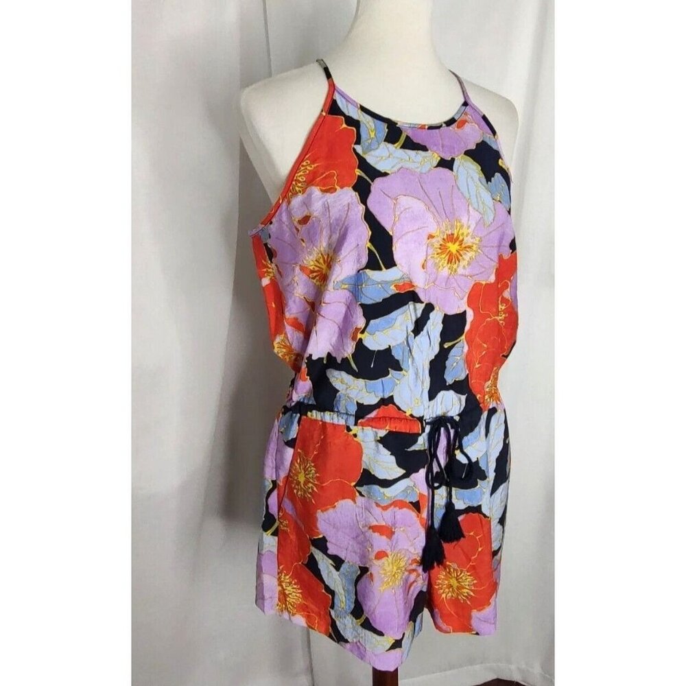 LOFT Romper Floral S Full Bloom Halter Lilac Blue Summer Brunch NEW - Picture 4 of 10